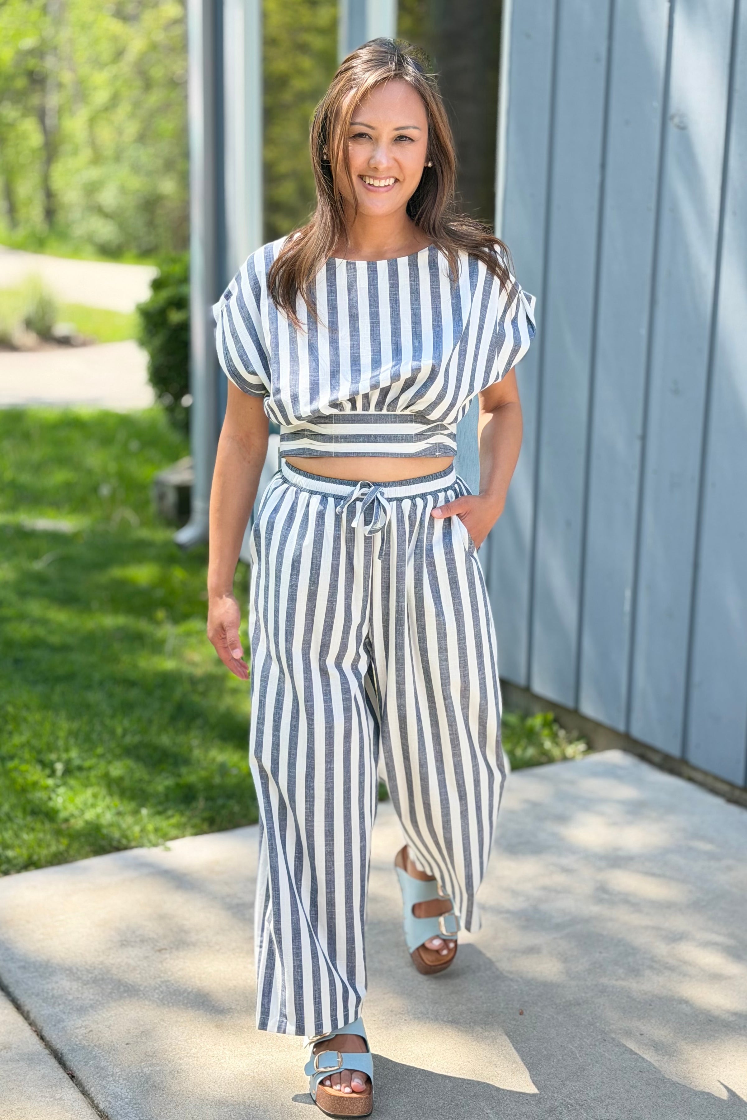 Cropped Wrap Top - Blue