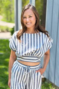 Cropped Wrap Top - Blue