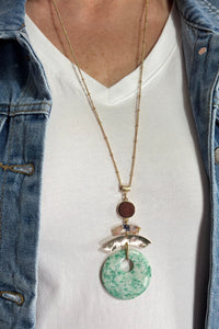 Stone Drop Pendant Necklace Green