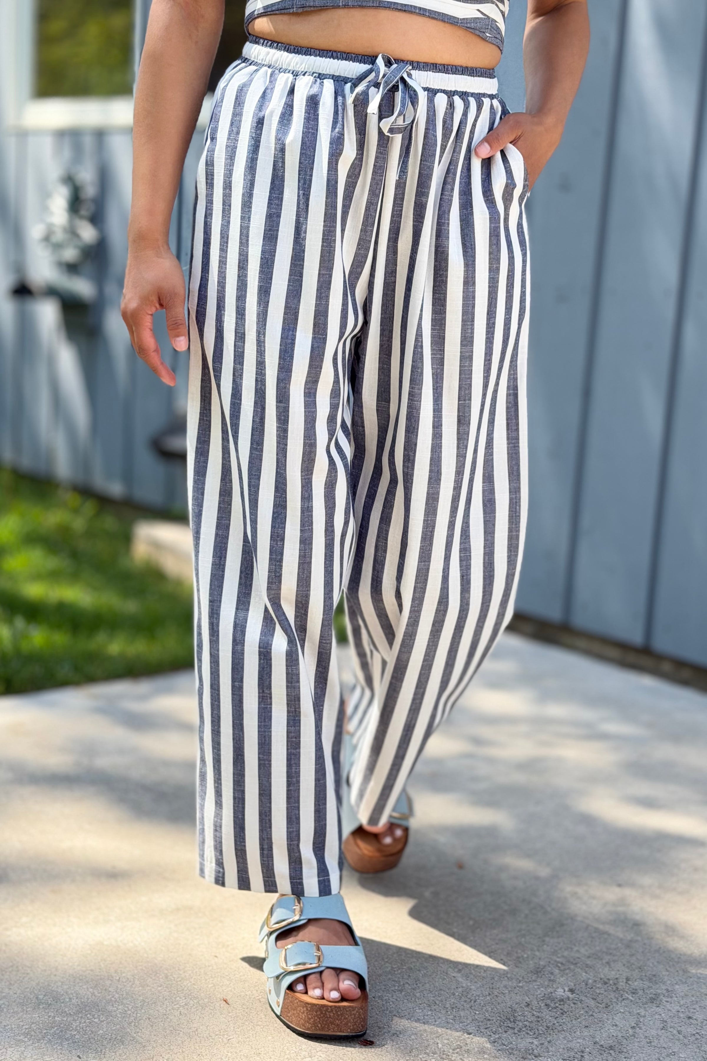 High Waist Pants - Blue