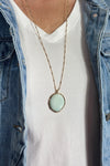 Natural Mint Stone Pendant Necklace