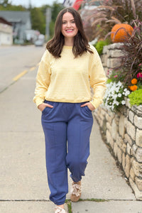 Gingham Pullover Sweatshirt - Lemon