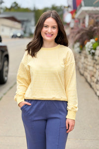 Gingham Pullover Sweatshirt - Lemon