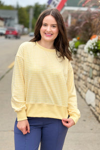 Gingham Pullover Sweatshirt - Lemon