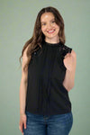Pleated Lace Top - Black
