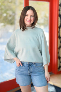 Wide Slv Crew Neck Sweater - Milky Green