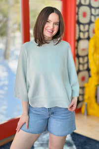 Wide Slv Crew Neck Sweater - Milky Green