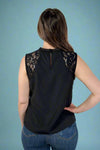 Pleated Lace Top - Black