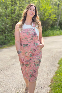 Garden Flower Denim Dress - Pink