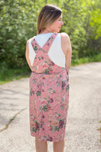 Garden Flower Denim Dress - Pink