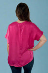 Shimmer Notch Neck Top - Pink