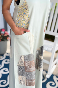 Cotton Patchwork Jumpsuit - Sage