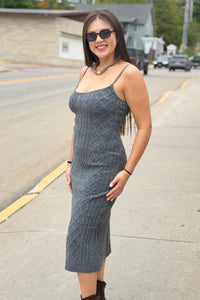 Cable Knit Maxi Dress - Grey
