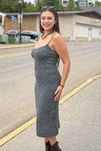Cable Knit Maxi Dress - Grey
