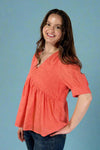Embroidered Babydoll Top - Pink