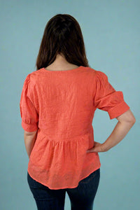 Embroidered Babydoll Top - Pink