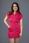 High Neck Front Zipper Dress