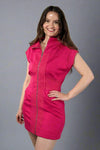 High Neck Front Zipper Dress
