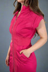 High Neck Front Zipper Dress