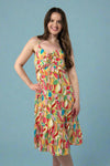 Daisy Abstract Ruffle Midi - Red
