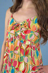 Daisy Abstract Ruffle Midi - Red