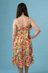 Daisy Abstract Ruffle Midi - Red