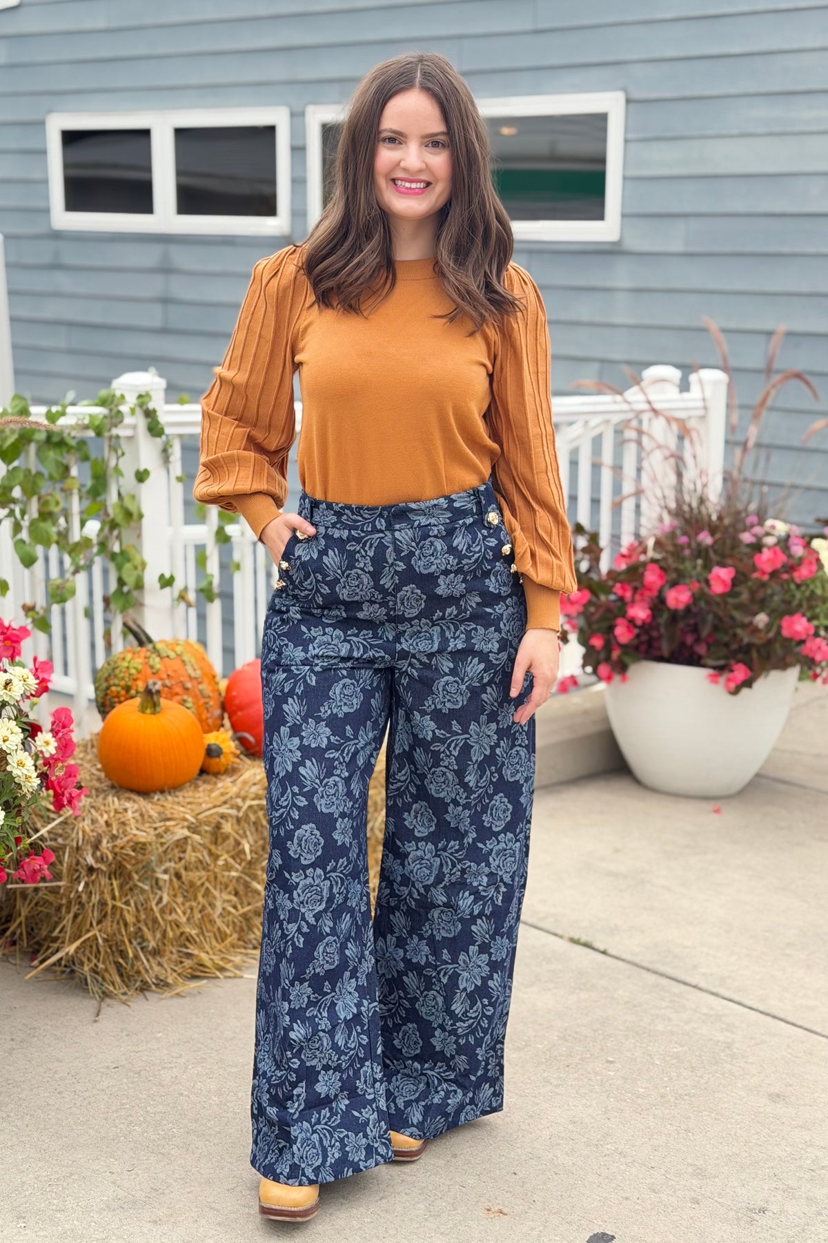 Jacquard Denim Pant