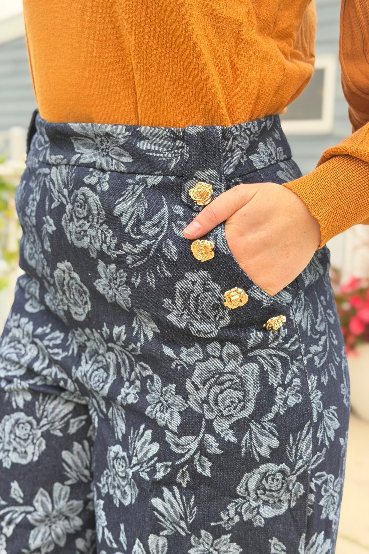 Jacquard Denim Pant