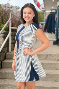 Short Sleeve Boat Neckline Dress