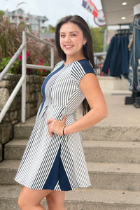 Short Sleeve Boat Neckline Dress