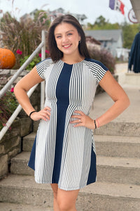 Short Sleeve Boat Neckline Dress