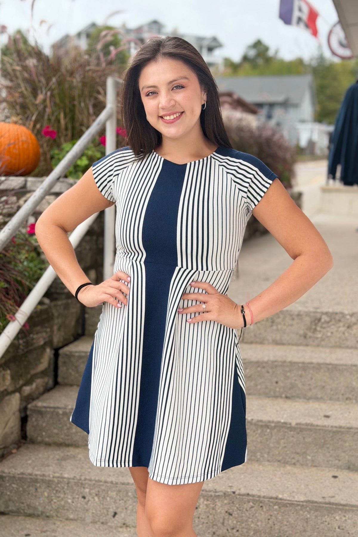 Short Sleeve Boat Neckline Dress