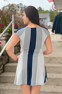 Short Sleeve Boat Neckline Dress