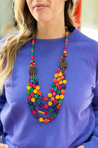 Handmade Wooden Beaded Multi-Layered Necklace