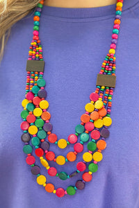 Handmade Wooden Beaded Multi-Layered Necklace