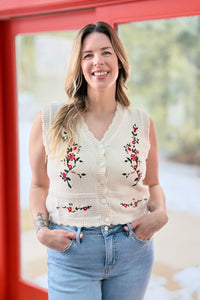 Vintage Floral Embroidered Vest