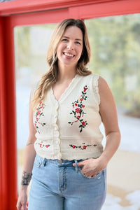 Vintage Floral Embroidered Vest