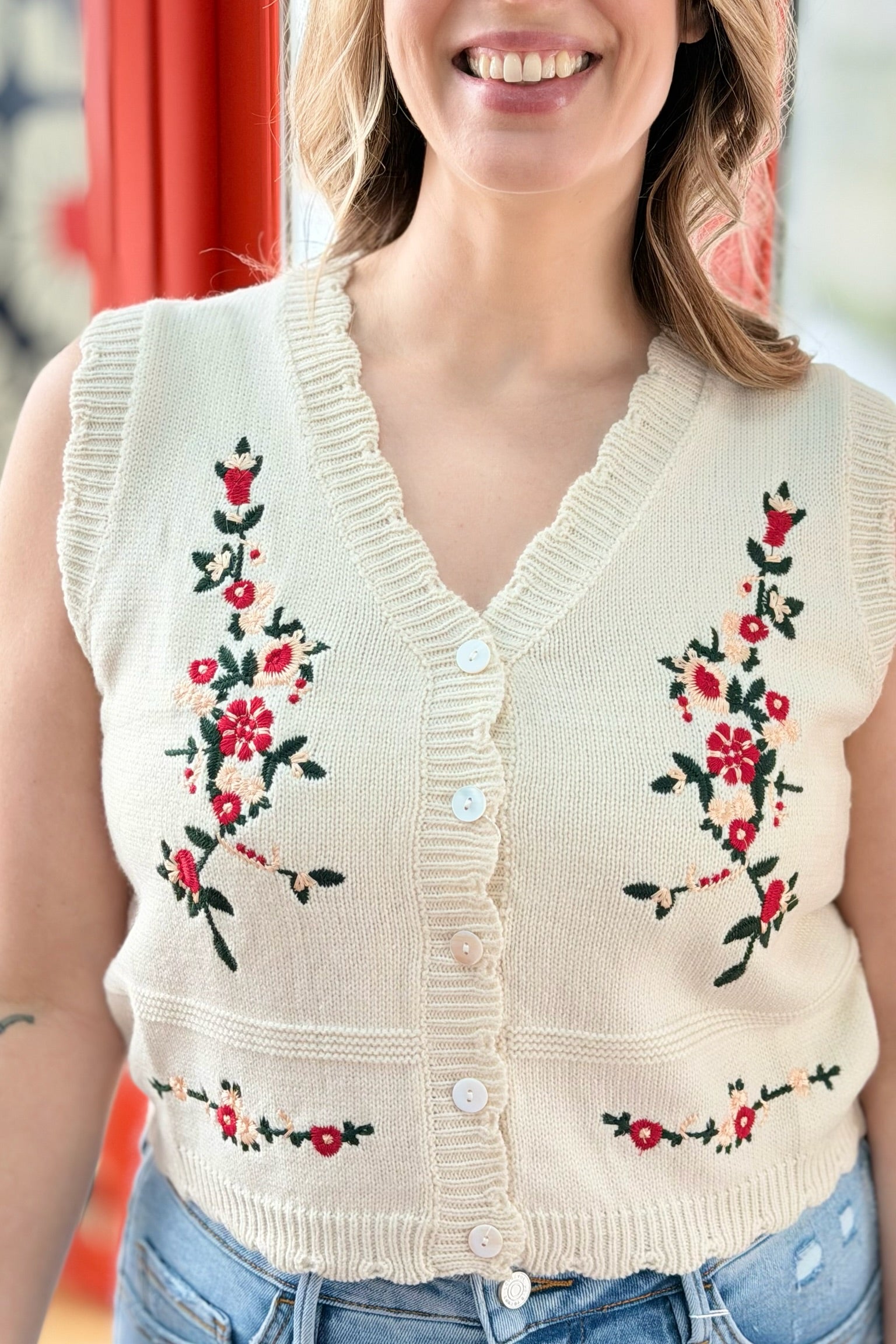 Vintage Floral Embroidered Vest