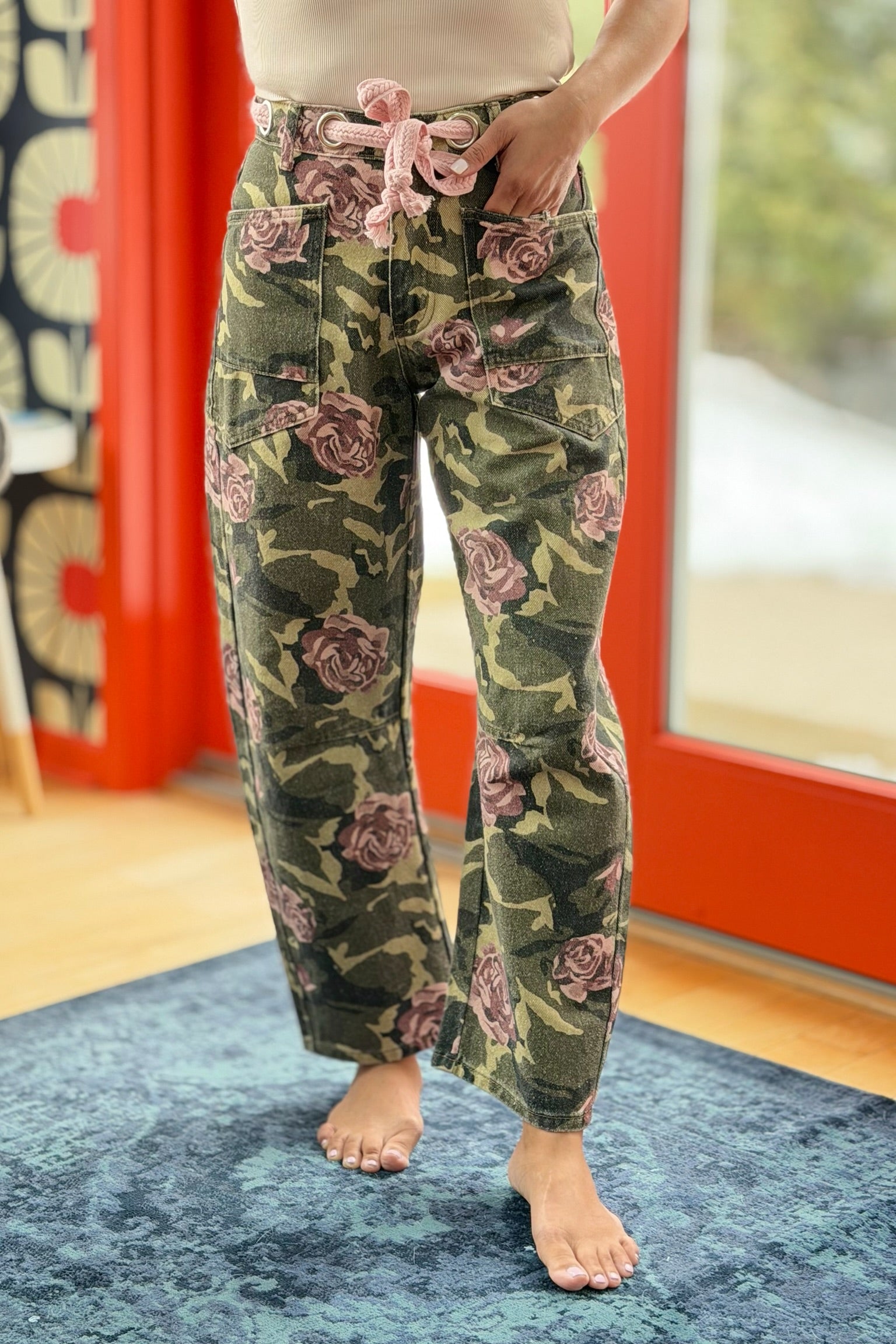 Printed Horseshoe Jeans Belt Detail - Camo