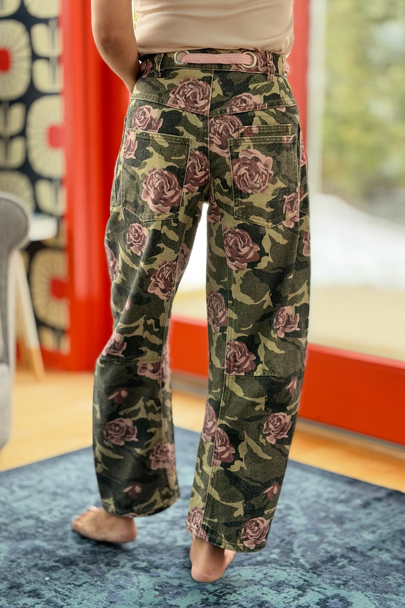Printed Horseshoe Jeans Belt Detail - Camo