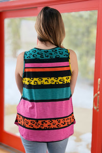 Neon Leopard Color Top - Magenta