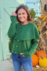 Cape Collar Cardigan - Green