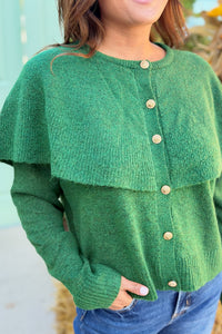 Cape Collar Cardigan - Green