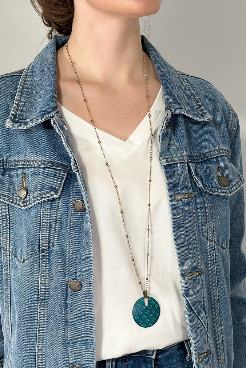 Chameli Gold Blossom Necklace Blue