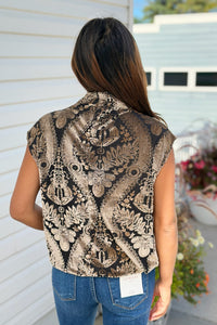 Velvet Boxy Short Sleeve Top - Charcoal