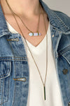 Crystal + Bar Necklace - Opal