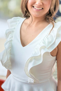 Ruffled Peplum Top - Off White
