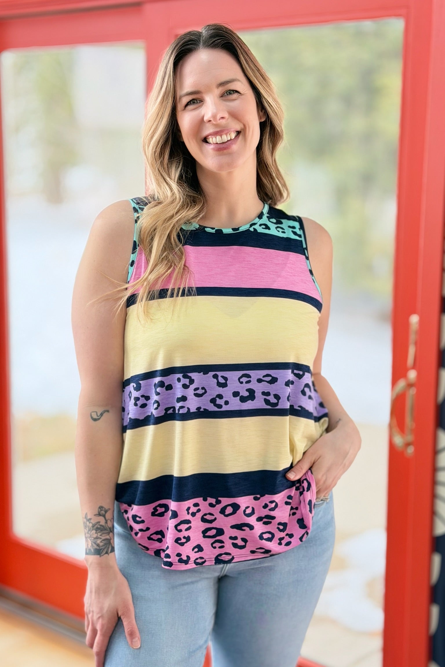 Neon Leopard Color Tank Top - Yellow