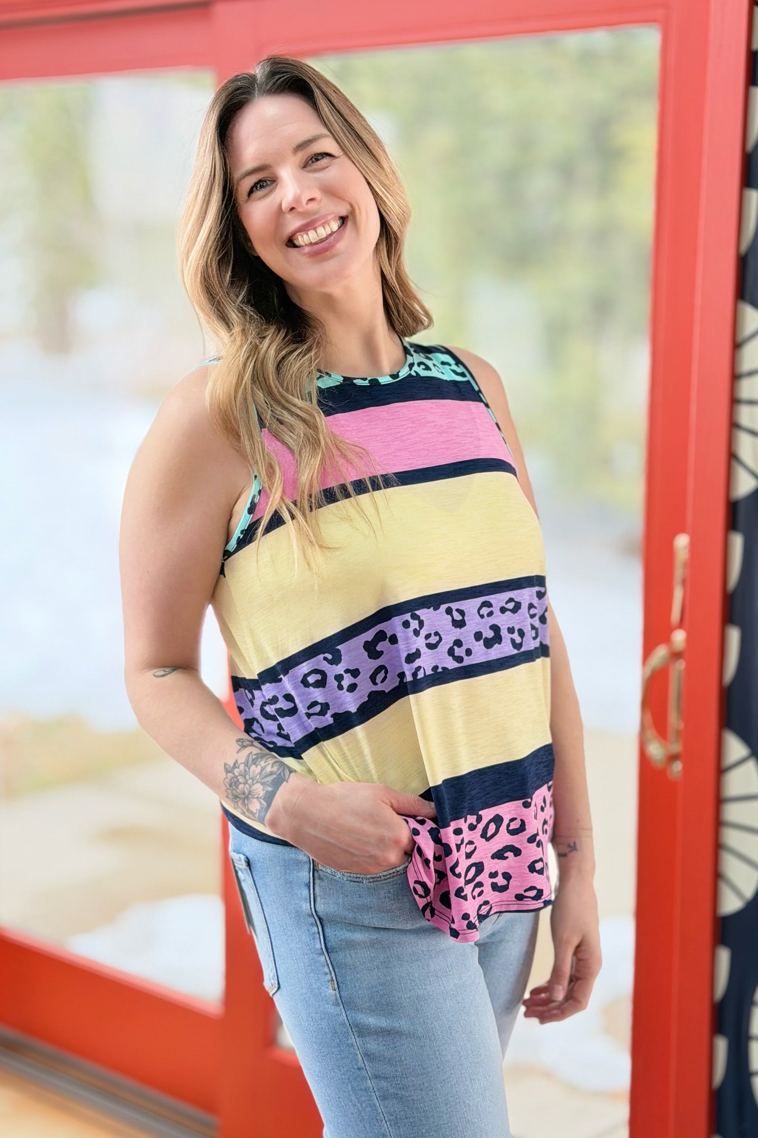 Neon Leopard Color Tank Top - Yellow