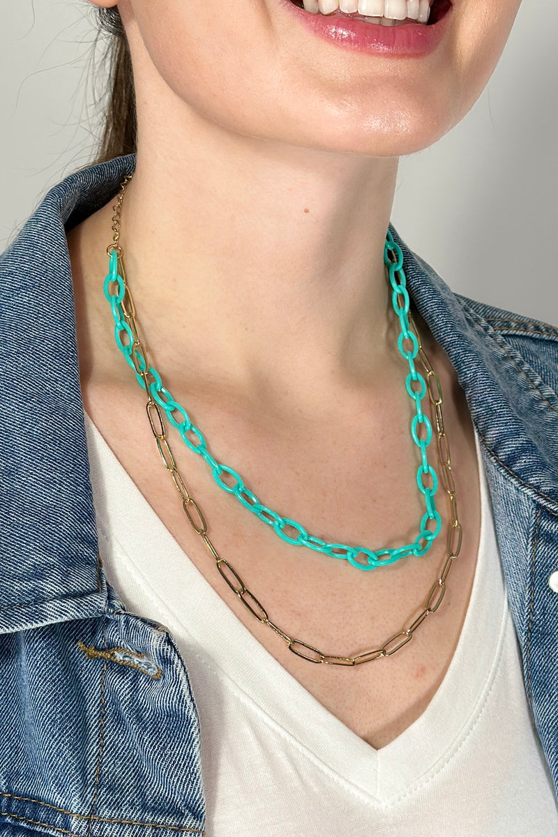 Double Chain Turquoise Necklace